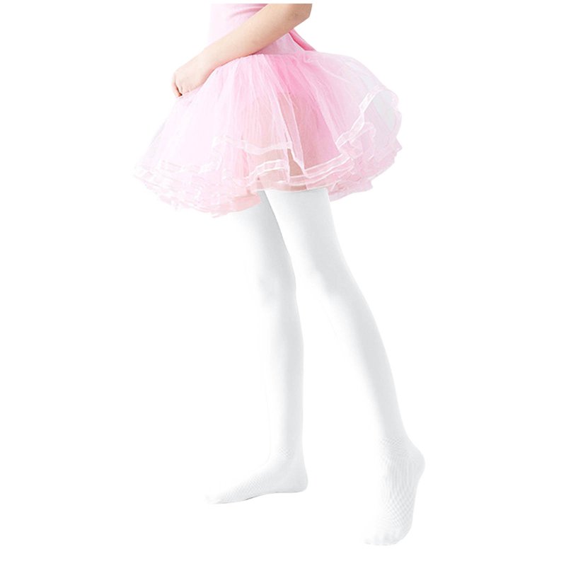 NAISIBABY Girls Tights Socks High Waist Cotton Strech Non-Slip Ballet Dance Pantihose White 3-5T