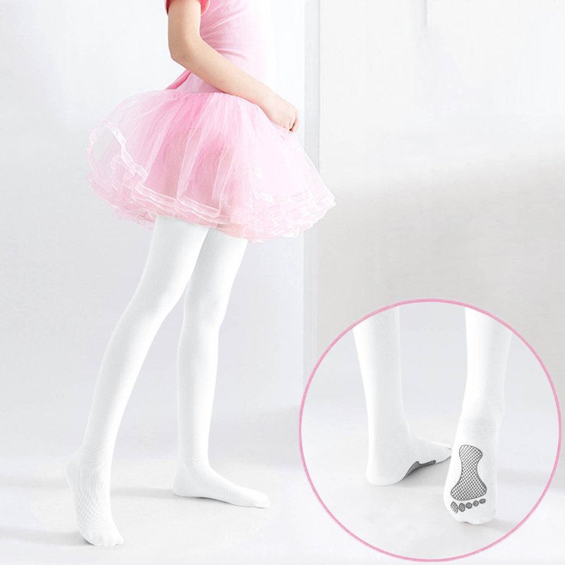 NAISIBABY Girls Tights Socks High Waist Cotton Strech Non-Slip Ballet Dance Pantihose White 3-5T