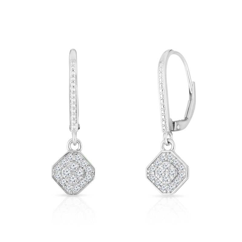 Natalia Drake Drop Dangle Leverback Diamond Earrings 1/4 ct. t.w. 925 Sterling Silver Rhodium Plated