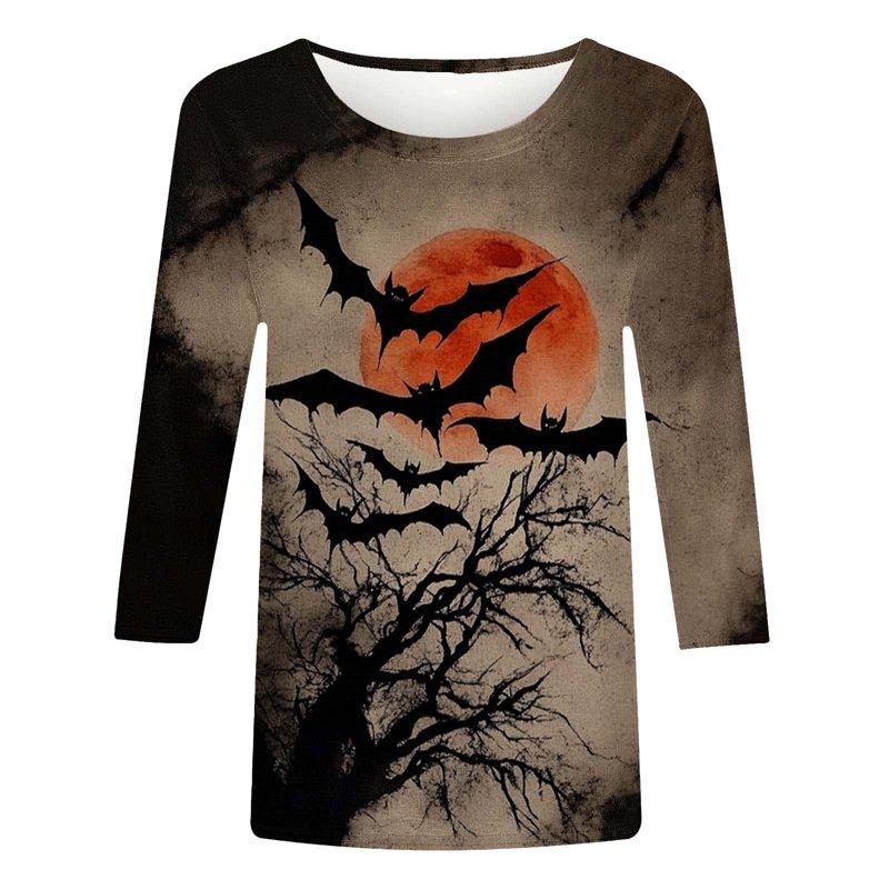 Neewe Tops For Women 3 Pack 3/4 Sleeve Crewneck Basics Tees Casual Fashion Halloween T Shirts Top