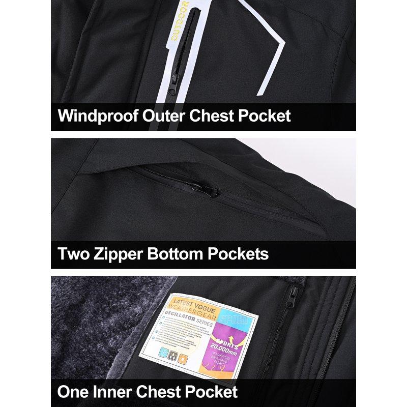 NEIKU Boy's Waterproof Ski Jacket Warm Winter Snow Coat Windproof Snowboarding Rain Jacket Black 10-12 Years