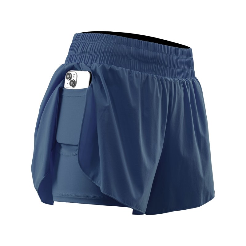 NELEUS Womens 2 in 1 Workout Yoga Shorts for Athletic Gym Running Casual Summer Short with Pocket Navy Blue US Size L