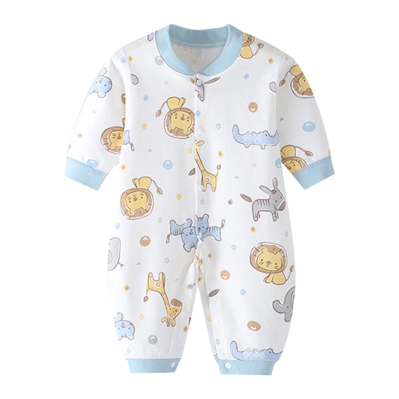 Newborn Baby Boys Girls Rompers V Neck Long Sleeve Toddler Romper Cute Print Side Tie Romper Jumpsuits Unisex Cotton Infant Clothes 0-9 Months