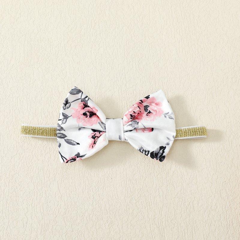 Newborn Baby Girls Clothes 3 Months Girls One-piece Bodysuit Flower Print Newborn Girls Long Sleeve Floral Bodysuit With Headband Pink
