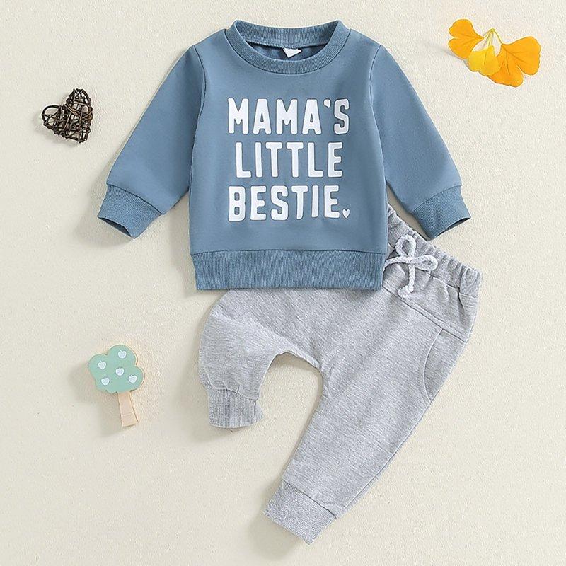 NIEWTR Toddler Baby Girl Fall Outfit Prints Long Sleeve Sweatshirt Stretch Camouflage Pants Set Cute Kids Winter Clothes(Z094-Blue 18-24 Months)