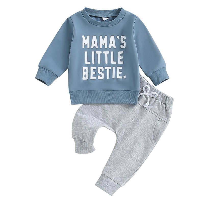 NIEWTR Toddler Baby Girl Fall Outfit Prints Long Sleeve Sweatshirt Stretch Camouflage Pants Set Cute Kids Winter Clothes(Z094-Blue 18-24 Months)