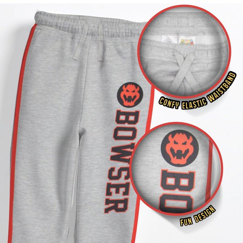 Nintendo Boys Super Mario 2-Piece Set – Long Sleeve T-Shirt & Joggers (Little & Big Boys) Bowser Design Sizes 4–16