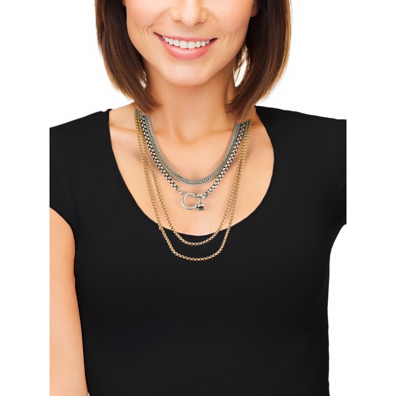 No Boundaries 16" Mixed Metal Multi Row Necklaces Set 4-Pieces Women’s