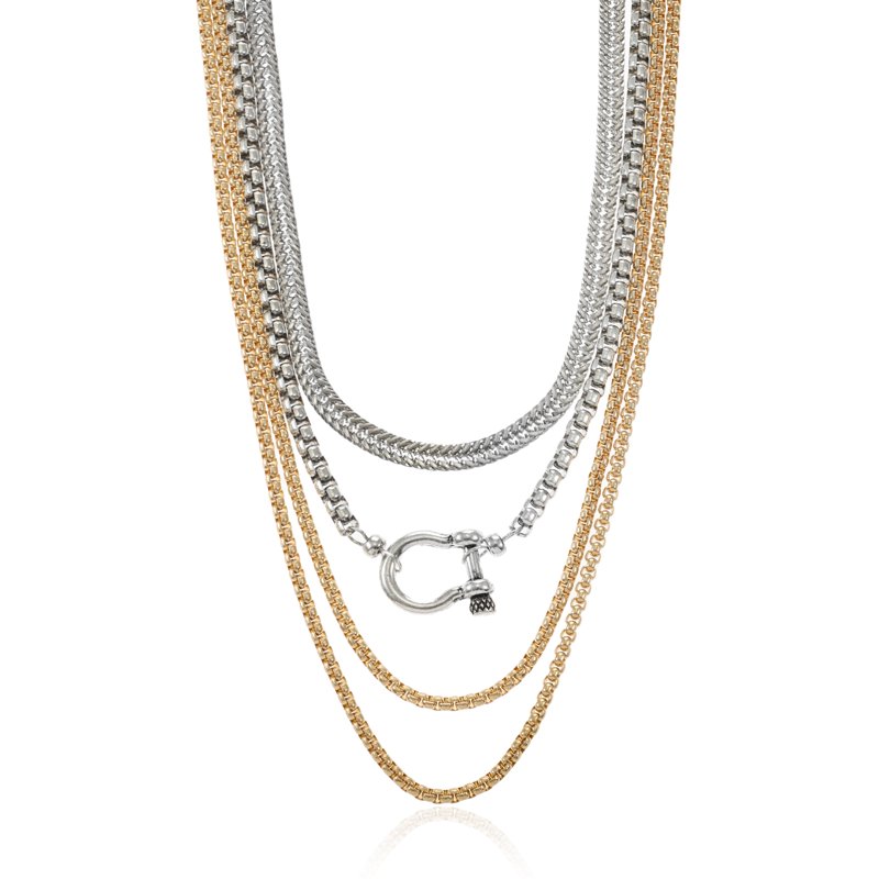 No Boundaries 16" Mixed Metal Multi Row Necklaces Set 4-Pieces Women’s