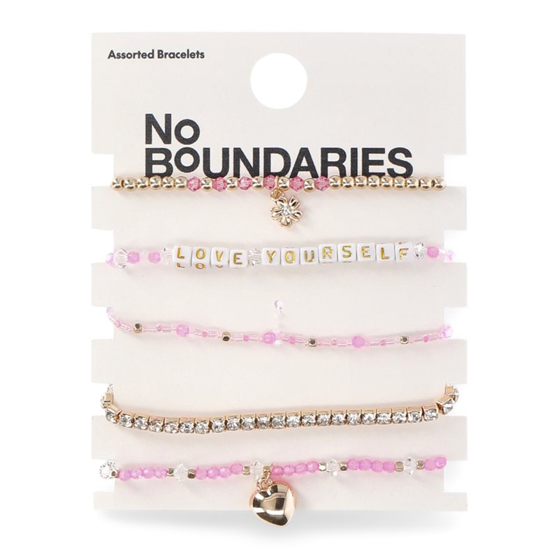 No Boundaries Beaded Women's And Teen 5pc Word Stretch Bracelet Set