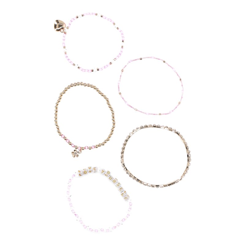 No Boundaries Beaded Women's And Teen 5pc Word Stretch Bracelet Set