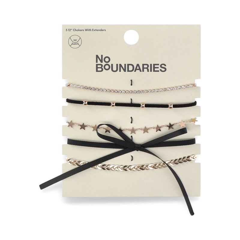 No Boundaries Black Bow Star Gold Choker Set 5 Pack