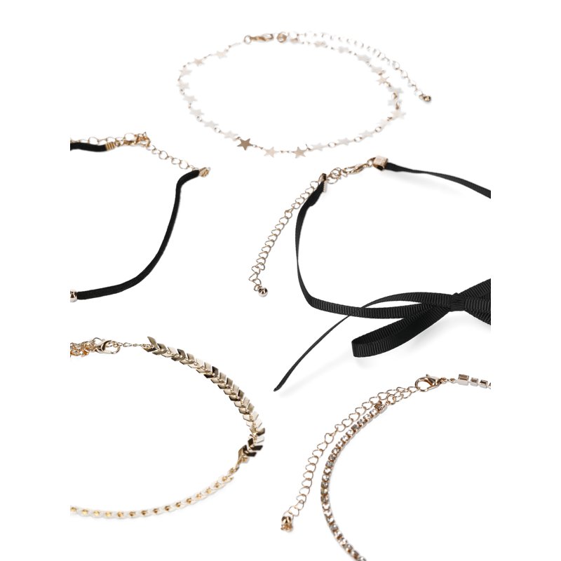 No Boundaries Black Bow Star Gold Choker Set 5 Pack