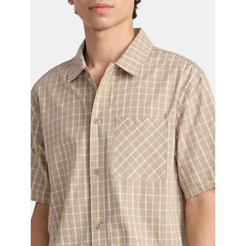 No Boundaries Boxy Button Down Shirt With Short Sleeves Men's And Big Men's