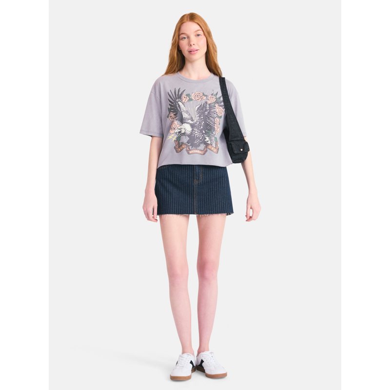 No Boundaries Boxy Cropped Graphic Tee With Short Sleeves Women's