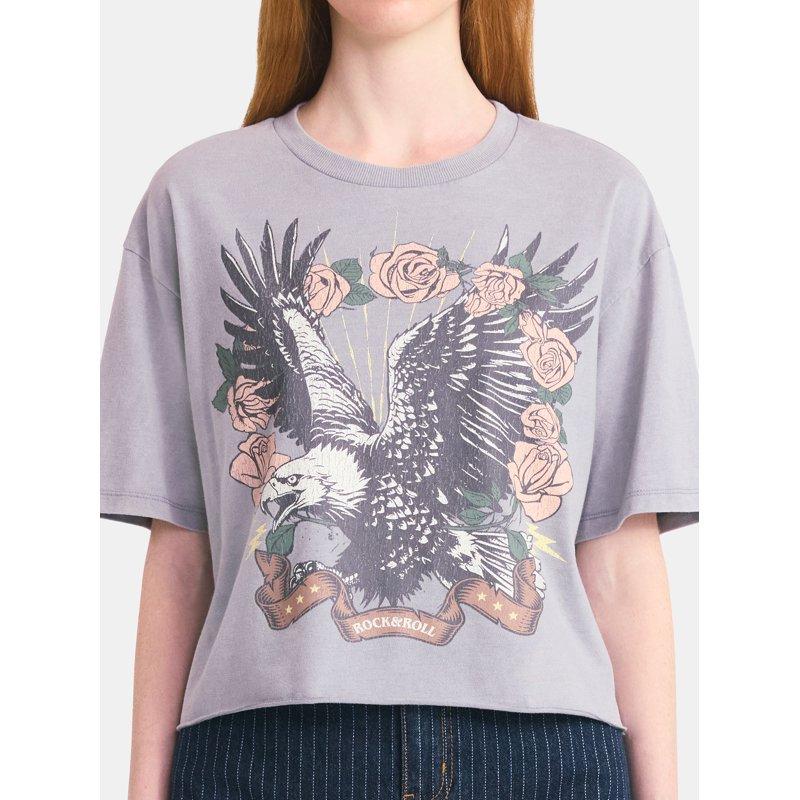 No Boundaries Boxy Cropped Graphic Tee With Short Sleeves Women's