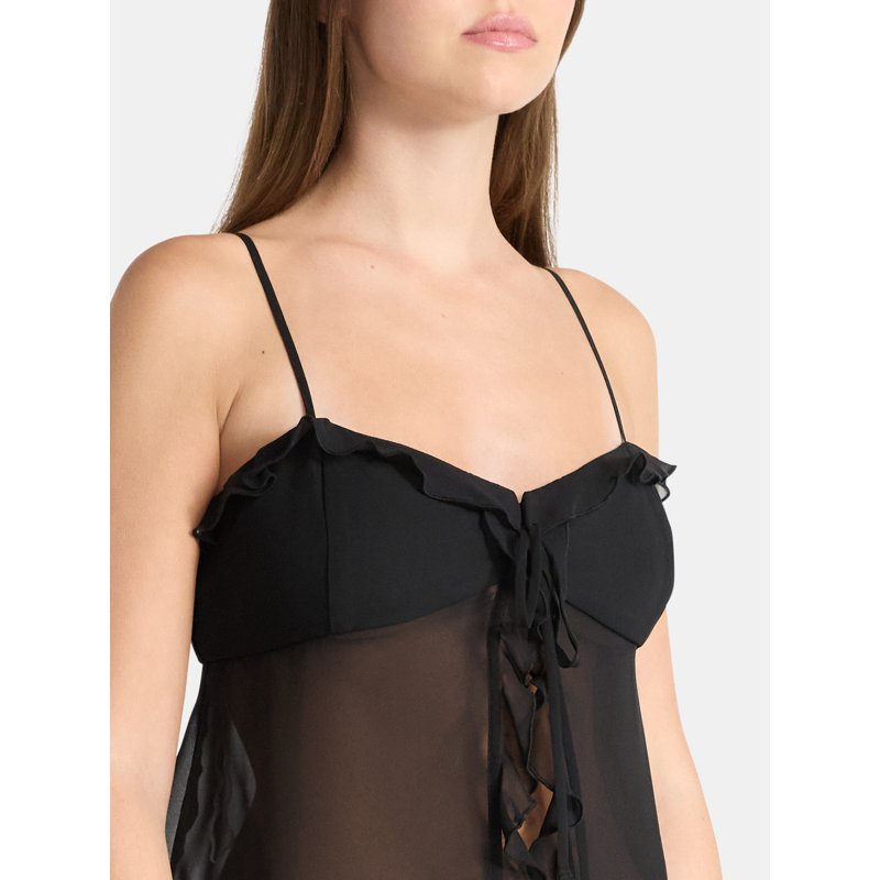 No Boundaries Chiffon Ruffle Tie Front Cami Women's