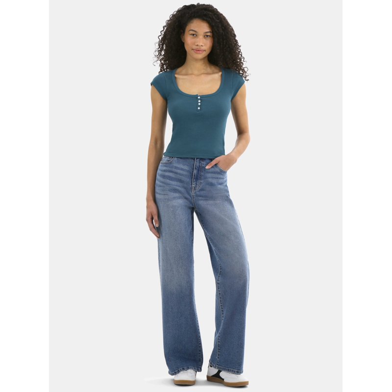 No Boundaries Cotton Henley Tee Women's