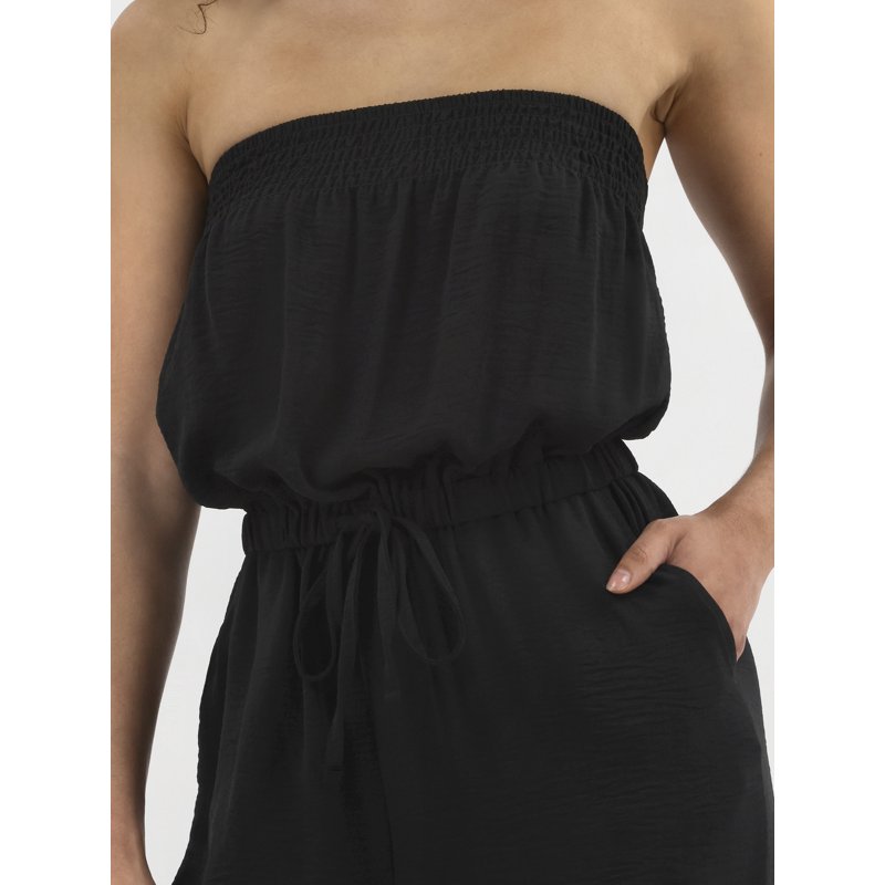 No Boundaries Crinkle Strapless Jumpsuit Women's