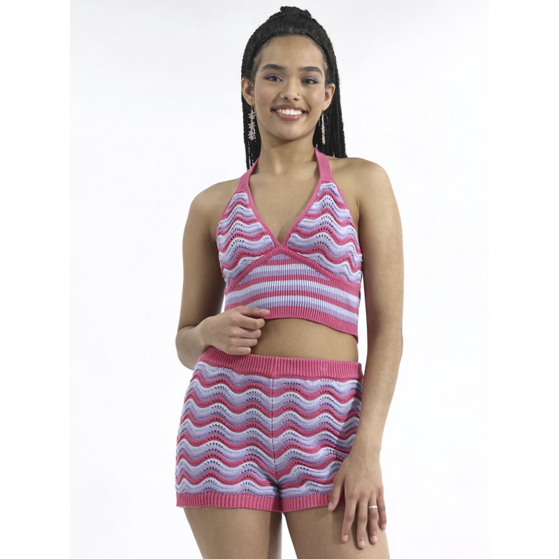 No Boundaries Crochet Halter Top and Shorts Set 2-Piece Women's