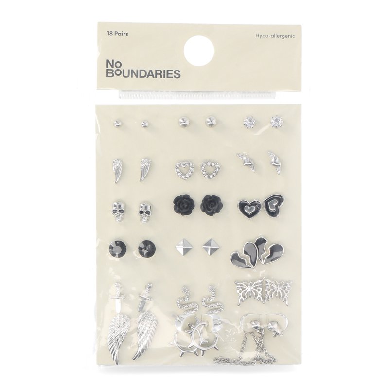 No Boundaries Hearts And Angel Wings Earrings 18-Pack Women’s