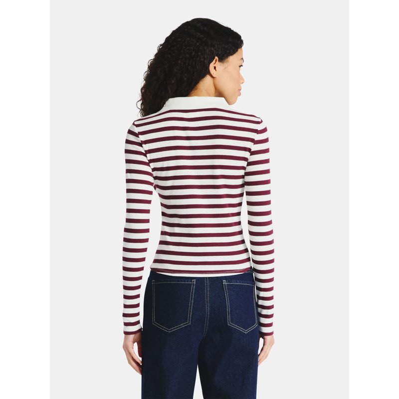 No Boundaries Johnny Collar Tee With Long Sleeves Women's