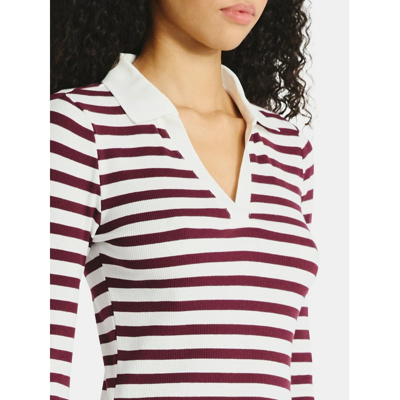 No Boundaries Johnny Collar Tee With Long Sleeves Women's