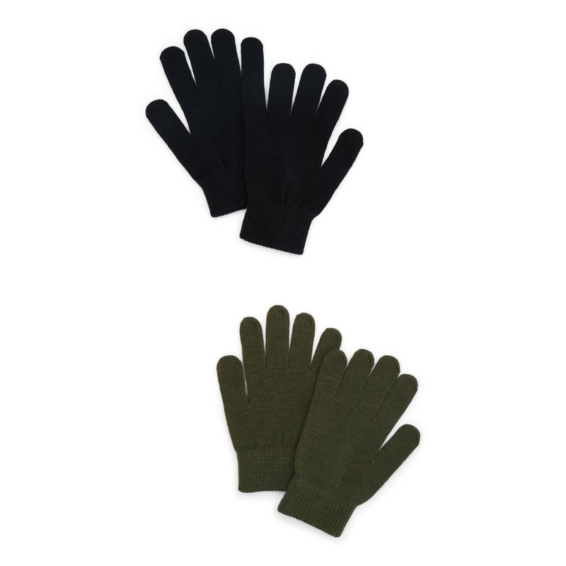 No Boundaries Knit Gloves 2-Pack Women's One Size Darkest Olive