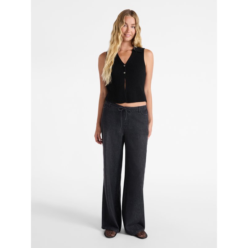 No Boundaries Mini Waistband Wide Leg Pants 31'' Inseam Women's