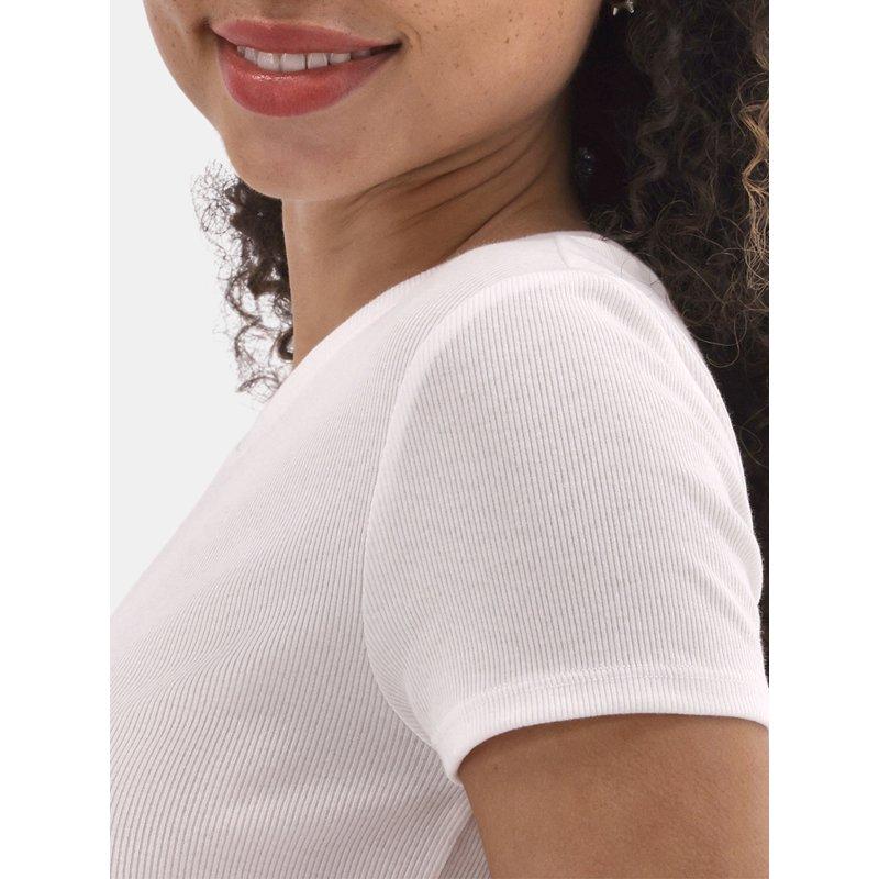 No Boundaries Ribbed Crewneck Tee With Short Sleeves Women's