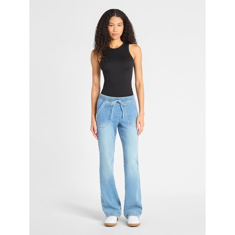 No Boundaries Ribbed Waist Bootcut Pants 31.5'' Inseam Women's