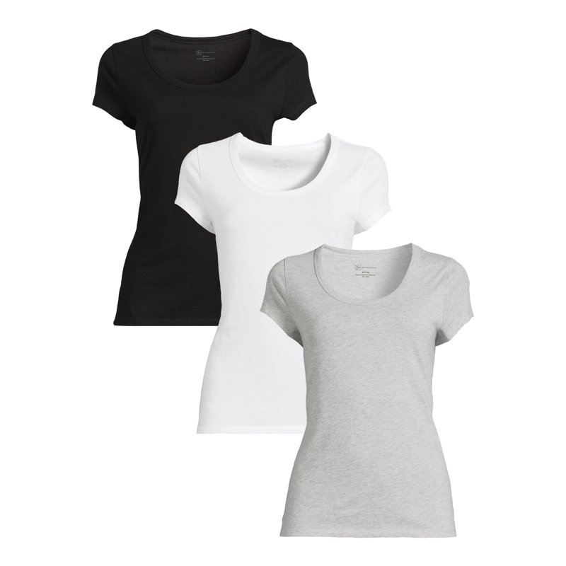 No Boundaries Scoop Neck Tee with Short Sleeves 1 or 3-Pack Women’s