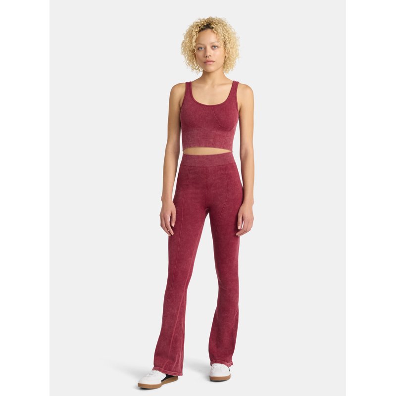 No Boundaries Seamless Scoop Cropped Tank and Flare Leggings Set 2-Piece Women’s