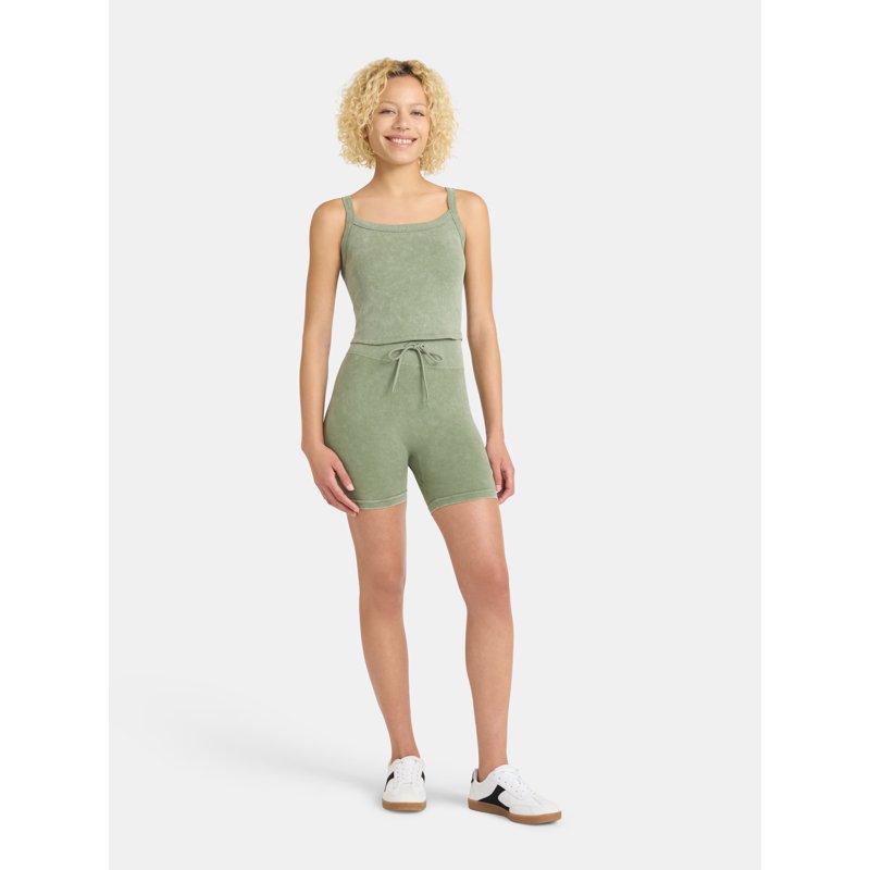 No Boundaries Seamless Shirttail Tank And Tie Front Bike Shorts Set 2-Piece Women's
