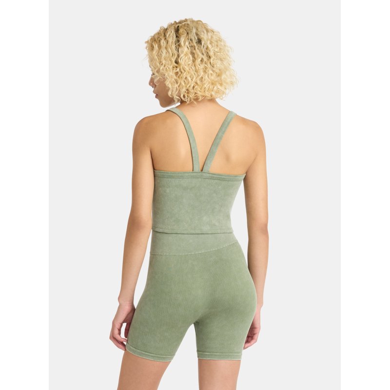 No Boundaries Seamless Shirttail Tank And Tie Front Bike Shorts Set 2-Piece Women's