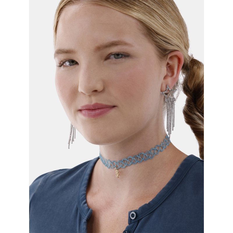 No Boundaries Silver-Tone Star Fringe Earrings Women's