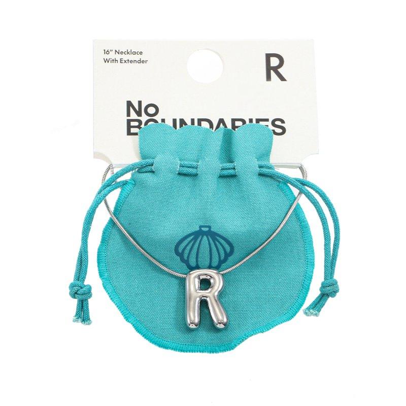No Boundaries Silvertone Initial Bubble Letter Necklace 1 Piece Letter R