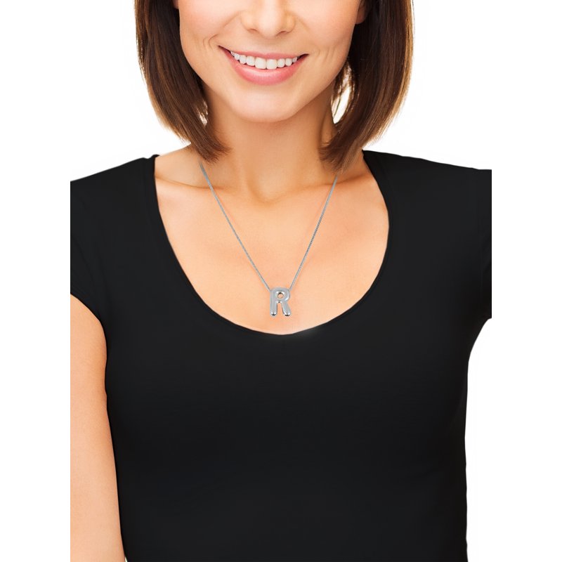 No Boundaries Silvertone Initial Bubble Letter Necklace 1 Piece Letter R