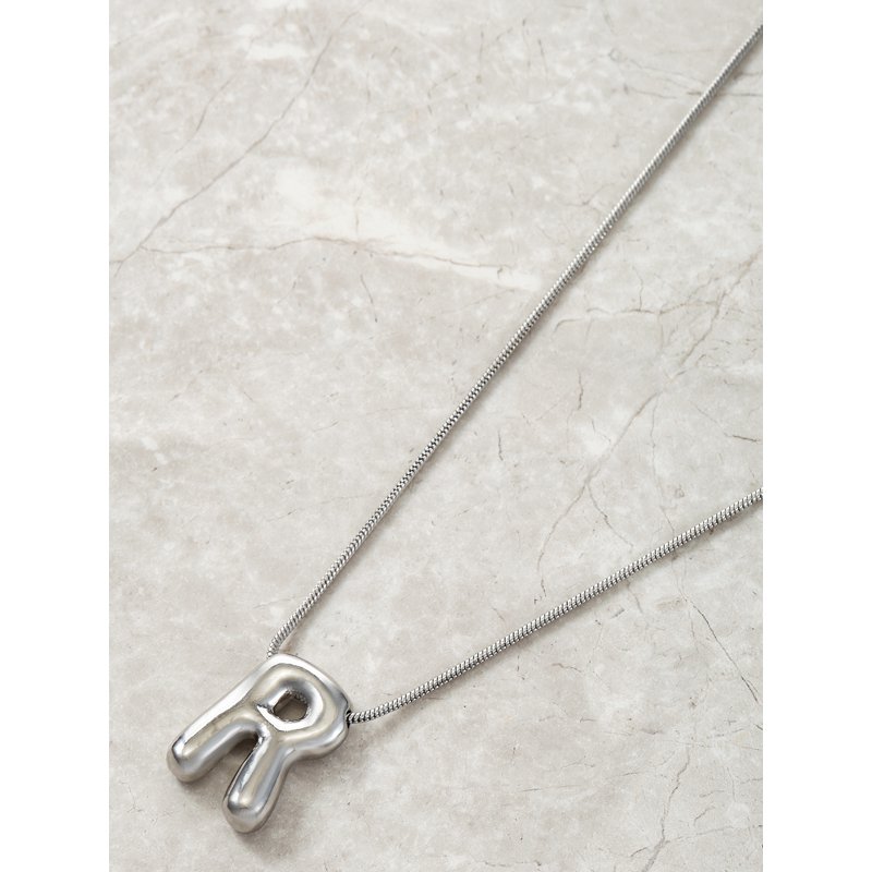 No Boundaries Silvertone Initial Bubble Letter Necklace 1 Piece Letter R