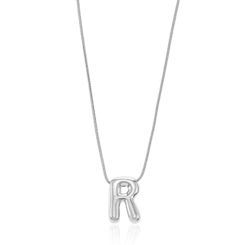 No Boundaries Silvertone Initial Bubble Letter Necklace 1 Piece Letter R