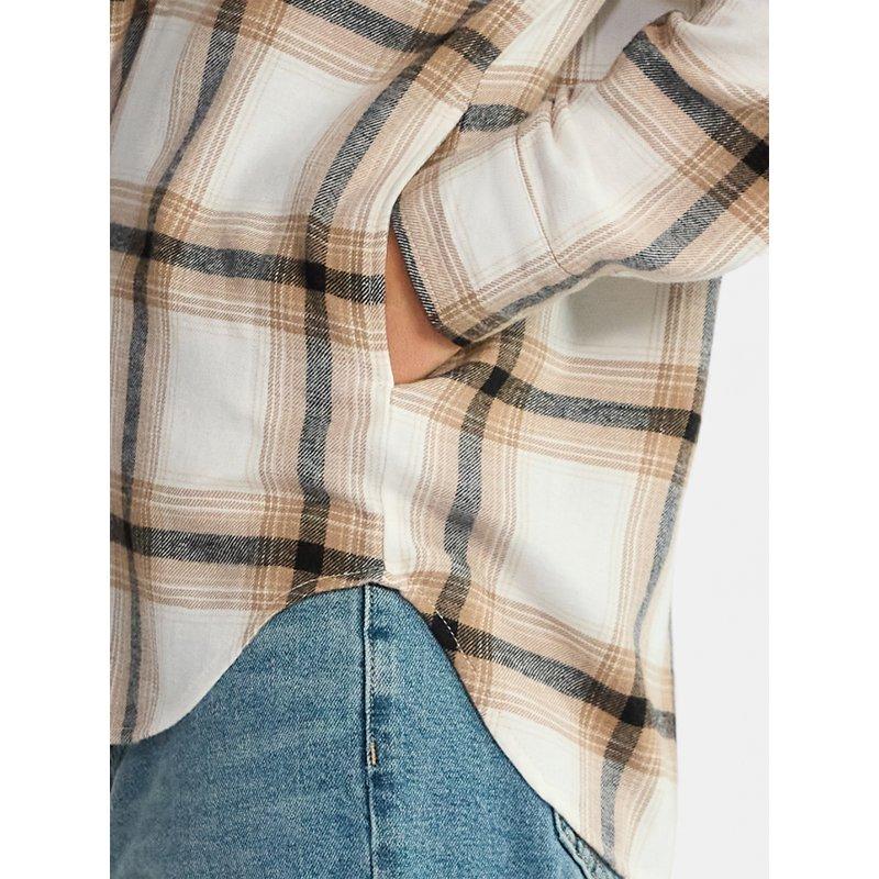 No Boundaries Slouchy Flannel Shirt With Side Pockets Women's