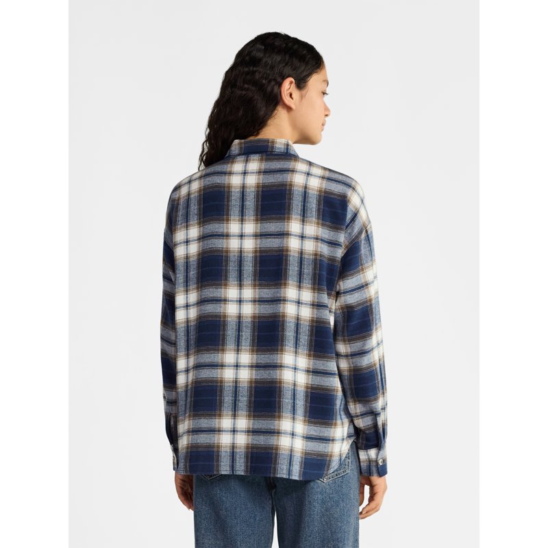 No Boundaries Slouchy Flannel Shirt With Side Pockets Women's