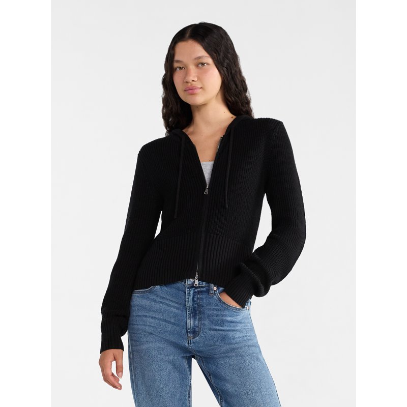 No Boundaries Two Way Zip Up Hoodie Sweater Lightweight Women's