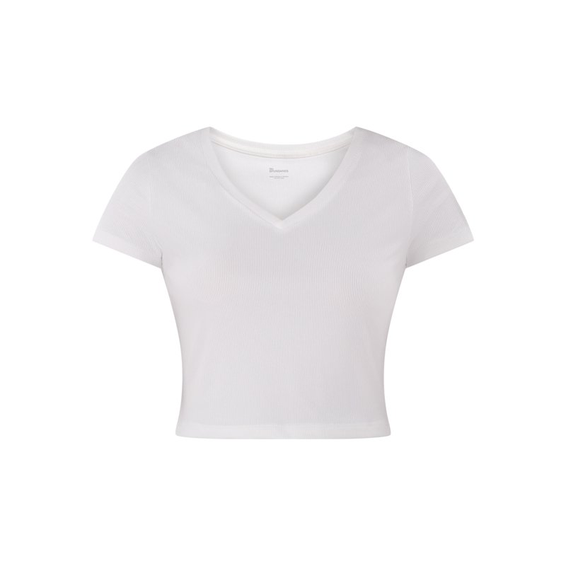 No Boundaries V-Neck Crop Rib Tee Women's