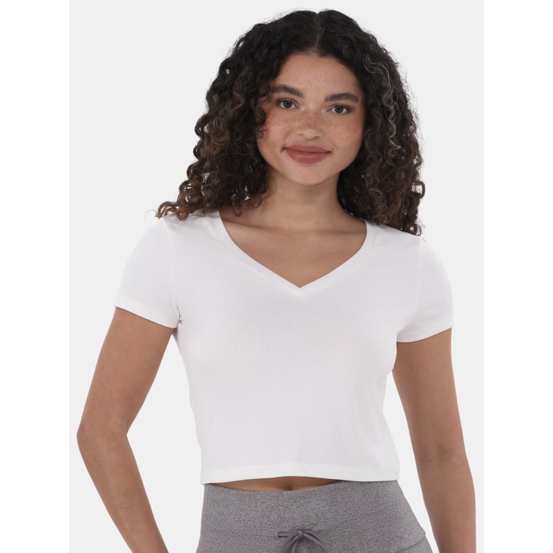 No Boundaries V-Neck Crop Rib Tee Women's