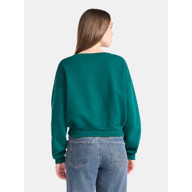 No Boundaries V-Neck Fleece Cropped Sweatshirt Women's