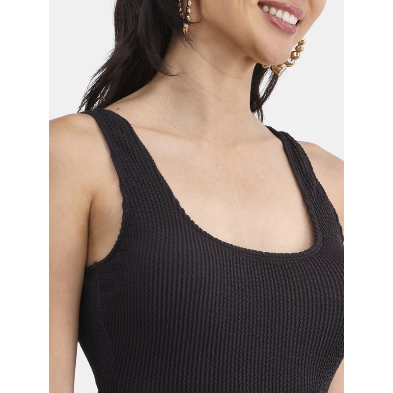 No Boundaries Women's Herringbone Crinkle One Piece Swimsuit Sizes XXS-XXL