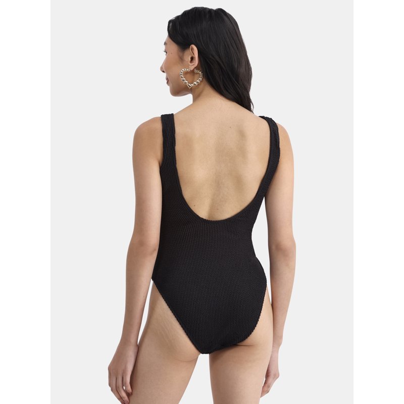No Boundaries Women's Herringbone Crinkle One Piece Swimsuit Sizes XXS-XXL