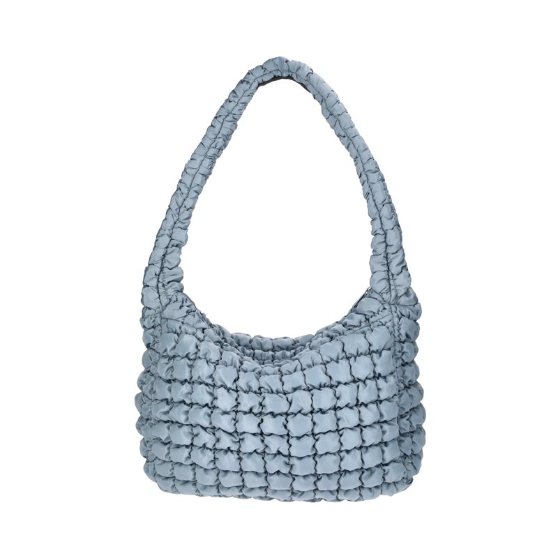 No Boundaries Women's Oversized Quilted Hobo Bag Platinum