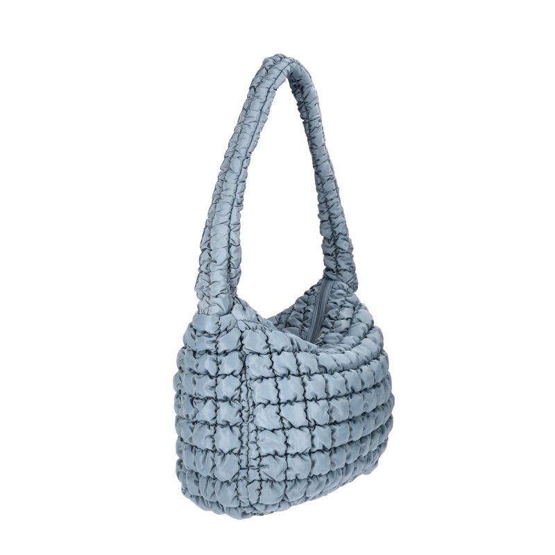 No Boundaries Women's Oversized Quilted Hobo Bag Platinum